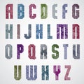 Grunge colorful rubbed upper case letters, decorative font