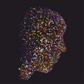 Grunge colourful abstract human head silhouette