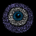 Grunge colourful amulet symbol - evil eye, vector Royalty Free Stock Photo