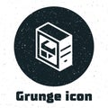 Grunge Computer icon isolated on white background. PC component sign. Monochrome vintage drawing. Vector