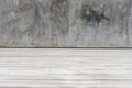 Grunge concrete wall and wood plank floor background perspective