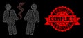 Grunge Conflict Stamp and Polygonal Network Businessmen Conflict