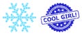 Grunge Cool Girl! Seal and Recursion Snowflake Icon Composition Royalty Free Stock Photo