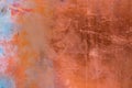 Grunge copper background with colored stains of chemical compounds Royalty Free Stock Photo