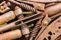 grunge corroded industrial gear wheels. machinery components closeup. Royalty Free Stock Photo