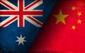 Grunge country flag illustration / China vs Australia Political or economic conflict, Rival