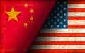 Grunge country flag illustration / China vs USA Political or economic conflict