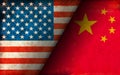 Grunge country flag illustration / China vs USA Political or economic conflict Royalty Free Stock Photo