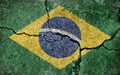 Grunge country flag illustration cracked concrete background /  Brazil Royalty Free Stock Photo