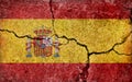 Grunge country flag illustration cracked concrete background / Spain