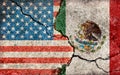 Grunge country flag illustration cracked concrete background / USA vs Mexico Political or economic conflict Royalty Free Stock Photo