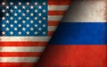 Grunge country flag illustration / USA vs Russia Political or economic conflict Royalty Free Stock Photo