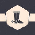 Grunge Cowboy boot icon isolated on grey background. Monochrome vintage drawing. Vector Royalty Free Stock Photo