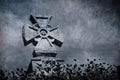 Grunge cross in the cemetery, halloween background Royalty Free Stock Photo