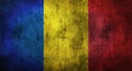 Grunge crumpled Romania flag. 3d rendering