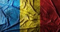 Grunge crumpled Romania flag. 3d rendering