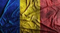 Grunge crumpled Romania flag. 3d rendering