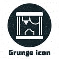 Grunge 3D printer icon isolated on white background. Monochrome vintage drawing. Vector Royalty Free Stock Photo