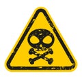 Grunge Danger Skull and bones sign isolated on white background. Vector illustration