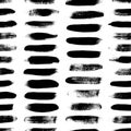 Grunge dash lines vector seamless pattern. Horizontal brush strokes, straight stripes or lines. Royalty Free Stock Photo