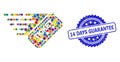 Grunge 14 Days Guarantee Stamp Seal and Colorful Collage Ticket Royalty Free Stock Photo