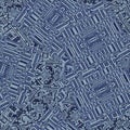 Grunge denim random geometric acid wash seamless texture material. Irregular messy architectural plan style grunge