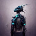Grunge design of a dragon cyberpunk. Ai generated.