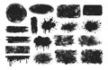Grunge design elements set featuring assorted distressed shapes, brush strokes, and ink splatters for creative graphic Royalty Free Stock Photo