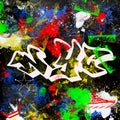 Grunge design new york city graffiti style multicolor paitn brush effect urban street artist background Royalty Free Stock Photo