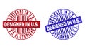 Grunge DESIGNED IN U.S. Textured Round Watermarks Royalty Free Stock Photo