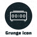 Grunge Digital alarm clock icon isolated on white background. Electronic watch alarm clock. Time icon. Monochrome