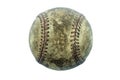 Grunge dirty baseball ball isolated on white background. Royalty Free Stock Photo