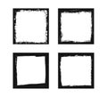 Grunge dirty square frames. Template with brush stroke. Rectangular and square border with grunge overlay. Set of vector Royalty Free Stock Photo