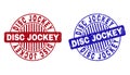 Grunge DISC JOCKEY Scratched Round Stamp Seals Royalty Free Stock Photo