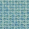 Aegean Teal seashell nautical sealife seamless pattern. Grunge distress faded linen effect background for marine home Royalty Free Stock Photo