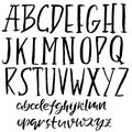 Grunge distress font. Modern dry brush ink letters. Handwritten alphabet. Vector illustration. Royalty Free Stock Photo