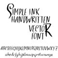 Grunge distress font. Modern dry brush ink letters. Handwritten alphabet. Vector illustration. Royalty Free Stock Photo