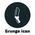 Grunge Diving knife icon isolated on white background. Monochrome vintage drawing. Vector