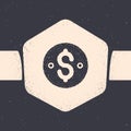 Grunge Dollar symbol icon isolated on grey background. Cash and money, wealth, payment symbol. Casino gambling