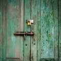 Grunge door green double lock Royalty Free Stock Photo