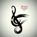 Grunge drawing black clef with brushwork and bird shape Royalty Free Stock Photo