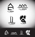 Grunge drawing real estate logo set