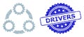 Grunge Drivers Stamp and Recursive Gear Planetary Transmission Icon Composition Royalty Free Stock Photo