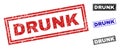 Grunge DRUNK Scratched Rectangle Stamp Seals Royalty Free Stock Photo