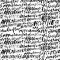 Grunge Dry Brush Lettering Seamless Pattern. Appearances are Deceptive.