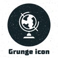 Grunge Earth globe icon isolated on white background. Monochrome vintage drawing. Vector Royalty Free Stock Photo