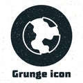 Grunge Earth globe icon isolated on white background. World or Earth sign. Global internet symbol. Geometric shapes Royalty Free Stock Photo