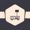 Grunge Electronic scales icon isolated on grey background. Weight for food. Weighing process in store or supermarket