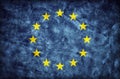 Grunge European Union flag, paper texture. EU