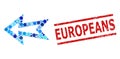 Grunge Europeans Watermark and Arrow Left Collage of Round Dots Royalty Free Stock Photo